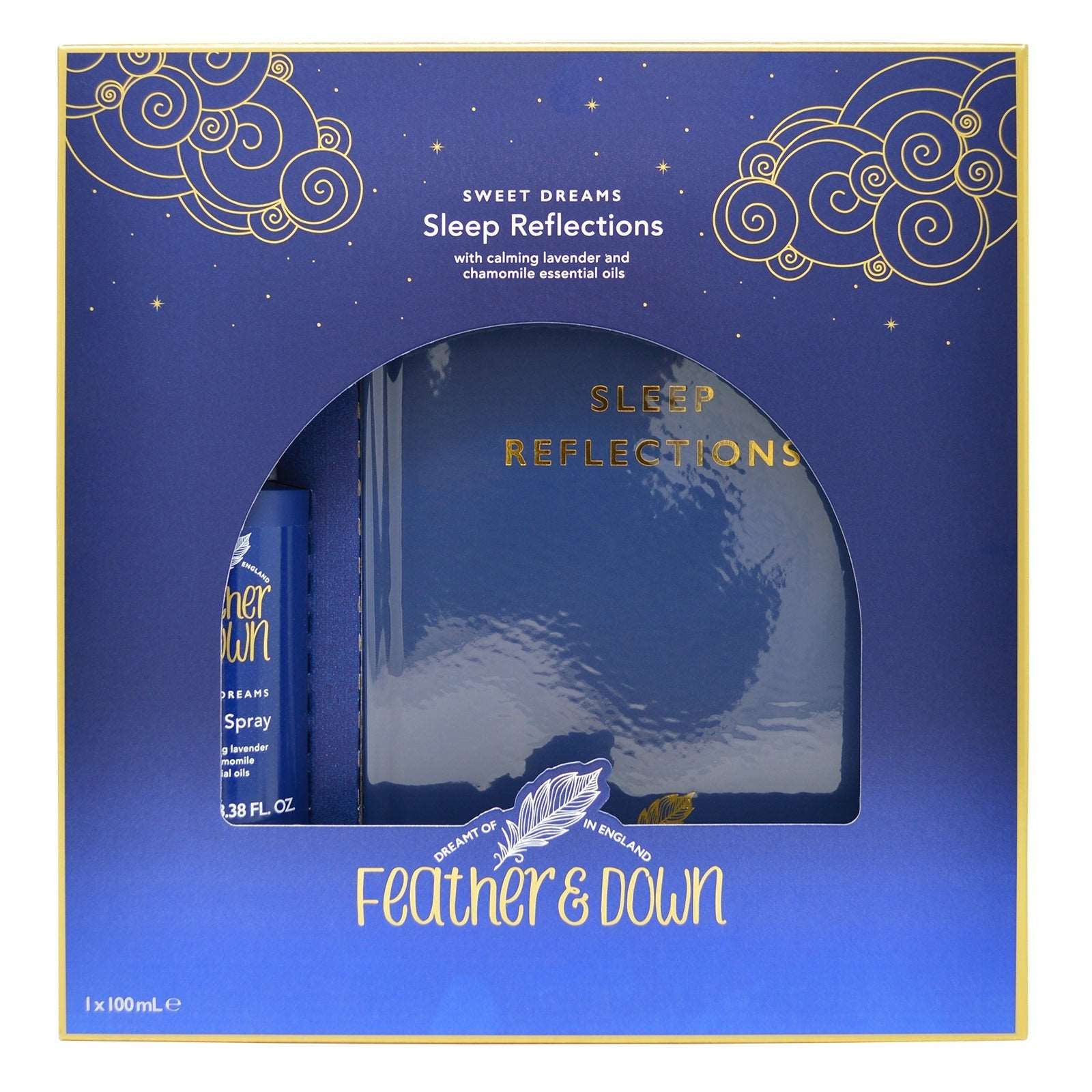 Feather & Down Sleep Reflections (100ml Pillow Spray & Sleep Reflections Journal) - With calming lavender & chamomile essential oils - Feather and Down